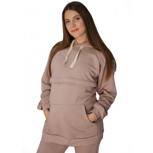 Утепленный спортивный костюм для беременных и кормящих мам с секретом для кормления Бежевый